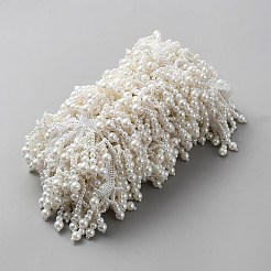 プラスチックとポリエステルのビーズトリム  衣類用アクセサリー  ホワイト  1-3/4インチ（45mm）  10ヤード/個&nbsp;OCOR-WH0082-501