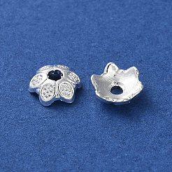 合金ビーズキャップ  長持ちメッキ  花びら6枚  銀  5.5x2mm  穴：1.3mm&nbsp;PALLOY-F309-44S