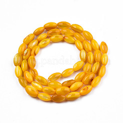 天然淡水シェルビーズ連売り  染め  ライス  オレンジ  7.5x4mm  穴：0.8mm  約51~52個/連  14.96インチ〜15.16インチ（38~38.5cm）&nbsp;SHEL-N026-212-B05