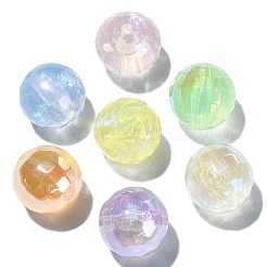 レインボー虹色メッキアクリルビーズ 30 個  キラキラビーズ  多面カット  ラウンド  ミックスカラー  16mm  穴：1.8mm&nbsp;TACR-CJ0001-52