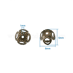 アイアン製ビーズキャップ  4花びら  ニッケルフリー  アンティークブロンズ  8x5mm&nbsp;IFIN-TA0001-09AB-NF