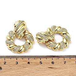 キュービックジルコニアペンダント付き真鍮  カドミウムフリー＆鉛フリー  リング  16KGP本金メッキ  31x24.5x4.5mm  穴：5x2mm&nbsp;KK-K353-02G