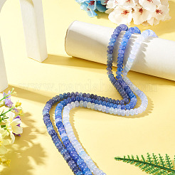 3連 3色のガラスビーズ連売り  天然石風  ロンデル  染め  ブルー  8~8.5x4.5~5mm  穴：1~1.2mm  約155~159個/連  30.12~31.30インチ（76.5~79.5cm）  1本/色&nbsp;GLAA-TA0004-08