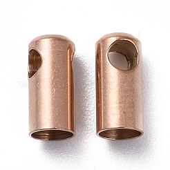 イオンプレーティング（IP）304ステンレススチールコードエンド  エンドキャップ  コラム  ローズゴールド  7x2mm  穴：1mm  内径：1.4mm&nbsp;STAS-F232-01B-RG