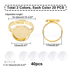 40pcs 2 Colors Adjustable Brass Ring Components and 40Pcs Glass Cabochons&nbsp;DIY-PH0002-70