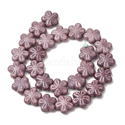 ヴィンテージの手作り磁器ビーズ  ファンシーアンティーク施釉磁器  花  アザミ  15.5x16.5x7.5mm  穴：1.8mm  約25個/連  14.96''（38センチメートル）&nbsp;PR-CBAA37B-07C