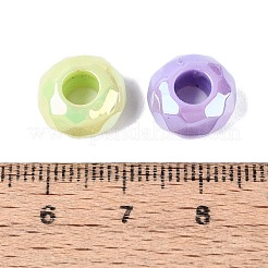 UVメッキ不透明アクリルヨーロピアンビーズ  虹色の  ロンデル  多面カット  大穴ビーズ  ミックスカラー  11.5~12x6.5mm  穴：4.8mm&nbsp;OACR-Q198-01