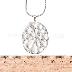 304 Stainless Steel Textured Oval Pendant Necklaces for Women&nbsp;NJEW-C117-01B-P