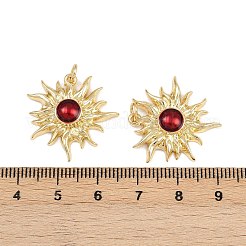 真鍮製エナメルペンダント  太陽のチャーム  丸カン付き  ラックめっき  18KGP本金メッキ  鉛フリー＆カドミウムフリー  長持ちメッキ  ミックスカラー  23.5x23x4mm  穴：3.4mm&nbsp;KK-L240-10G