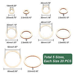 AHADEMAKER 100Pcs 5 Style Unfinished Wood Linking Rings&nbsp;WOOD-GA0001-30