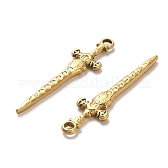 304ステンレスペンダント  剣のチャーム  ゴールドカラー  40x10.5x2.5mm  穴：2.5mm&nbsp;X-STAS-B054-06G