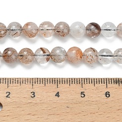天然銅ルチルクォーツビーズ連売り  ラウンド  6~6.5mm  穴：0.7mm  約65個/連  15.28インチ（38.8cm）&nbsp;G-L642-B07-6mm