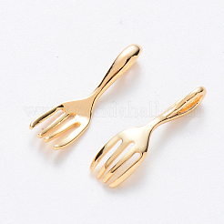 真鍮チャーム  ニッケルフリー  フォーク  18KGP本金メッキ  16.5x4.5x3mm  穴：1.5mm&nbsp;X-KK-T049-034G-NF