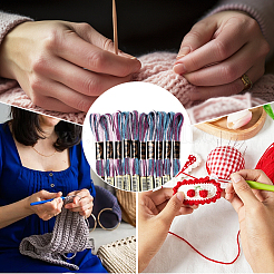 10かせ 6層ポリエステル刺繍フロス  クロスステッチの糸  セグメント染め  ダークスレートグレー  0.5mm  約8.75ヤード（8m）/かせ&nbsp;OCOR-CY0002-99C