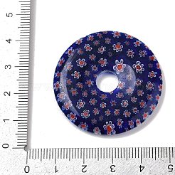 手作りミッレフィオーリランプワークペンダント  ドーナツ  ミックスカラー  39x5mm  穴：8mm&nbsp;LAMP-G166-01