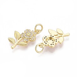 Brass Micro Pave Cubic Zirconia Pendants&nbsp;KK-T071-128G