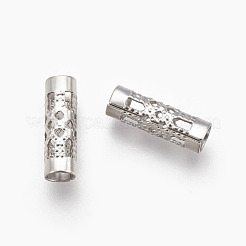 変色しにくい304ステンレススチールビーズ  コラム  ステンレス鋼色  12x4mm  穴：3mm&nbsp;STAS-E441-03P