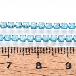 鉄ラインストーンカップチェーン  スプールで  ライトスカイブルー  2x2x2mm  約29.99フィート（9.14m）/ロール&nbsp;CH-T006-05B-03