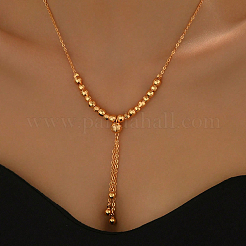 Brass Round Ball Beaded Tassel Pendant Necklaces for Women&nbsp;SP7197