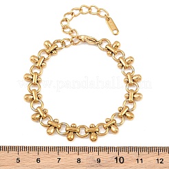 304ステンレススチールティアドロップリンクチェーンブレスレット女性用  ゴールドカラー  6.10インチ（15.5cm）&nbsp;SA-CBA9061-01G