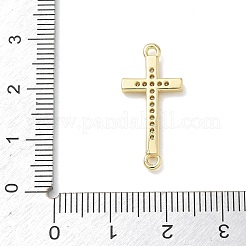 イースター宗教真鍮マイクロパヴェキュービックジルコニアコネクターチャーム  クロス  18KGP本金メッキ  25x11x2mm  穴：3.5mm&nbsp;KK-T085-18H-G