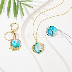 海をテーマにした合金製オープンバックベゼルペンダント  UVレジンDIY用  エポキシ樹脂  プレスジュエリー  オーシャンスタイル  混合図形  ミックスカラー  20個/箱&nbsp;PALLOY-OC0002-45