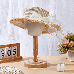 Desktop Head Shaped Wood Covered with Cloth Hat Display Racks&nbsp;AJEW-WH0816-104