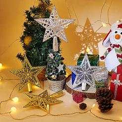4Pcs 4 Style Plastic Christmas Treetop Star Ornament&nbsp;AJEW-GA0006-06