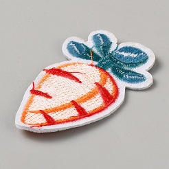 ニンジンのコンピューター刺繍ポリエステルアイロン/縫い付けパッチ  マスクと衣装のアクセサリー  アップリケ  ダークオレンジ  61x38x1.5mm&nbsp;PATC-WH0003-56