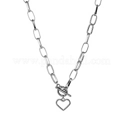 Heart Stainless Steel Pendant Paperclip Chain Necklaces&nbsp;FS-WGB7F21-02