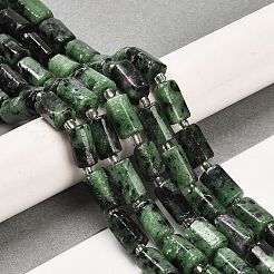 天然石ルビーインゾイサイトビーズ連売り  シードビーズで  ファセット列  9~11x6~7.5x6~7.5mm  穴：1.2mm  約30個/連  15.16~15.55インチ（38.5~39.5cm）&nbsp;G-G068-A06-01
