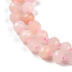 天然石ピンクアベンチュリンビーズ連売り  多面カット  ロンデル  シードビーズで  7.5~8x6.5mm  穴：1.4mm  約45~46個/連  15.75''（40センチメートル）&nbsp;G-H057-A07-01