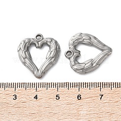 304ステンレスペンダント  ハートウィングチャーム  変色防止  ステンレス鋼色  22.5x21x3mm  穴：2mm&nbsp;STAS-L282-007P-01