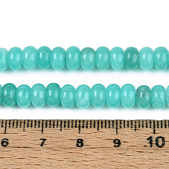 染め加工天然石ホワイトジェイドビーズ連売り  ロンデル  ターコイズ  6~6.5x4~4.5mm  穴：1mm  約86~90個/連  14.57~15.16''（37~38.5センチメートル）&nbsp;X-G-T139-59A-10