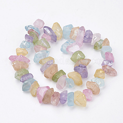 電気メッキ天然石クオーツクリスタルビーズ連売り  染め  艶消し  ナゲット  カラフル  15~25x7.5~15x6~18mm  穴：1mm  約30~40個/連  15.7インチ&nbsp;X-G-F336-04H