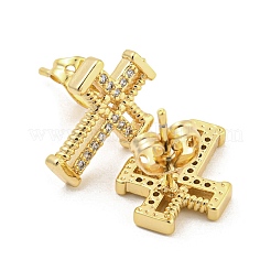 Brass Micro Pave Cubic Zirconia Ear Studs&nbsp;EJEW-P261-25A-G