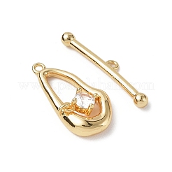 Brass Pave Clear Cubic Zirconia Toggle Clasps&nbsp;KK-P223-45G
