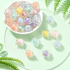 60Pcs UV Plating Rainbow Iridescent Acrylic Beads&nbsp;OACR-YW0003-95