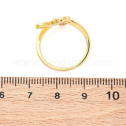 女性用真鍮マイクロパヴェクリアキュービックジルコニアカフリング  ハート  エナメル  ラックめっき  カドミウムフリー＆鉛フリー  長持ちメッキ  18KGP本金メッキ  レッド  内径：17mm&nbsp;RJEW-U047-24G-02