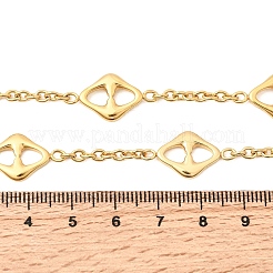 女性用304ステンレススチールリンクチェーンネックレス  ゴールドカラー  菱形  16.65インチ（42.3cm）  リンク：23x11.5x2.5mm＆3.5x3x0.8mm&nbsp;NJEW-G197-01G-01