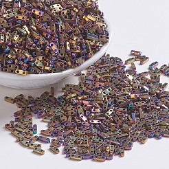 MIYUKIクォーターティラビーズ  日本製シードビーズ  2穴  （qtl188)メタリックパープルゴールドアイリス  5x1.2x1.9mm  穴：0.8mm  約2400個/50g&nbsp;SEED-X0054-QTL188