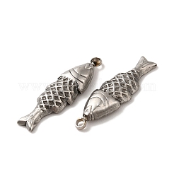 変色しない304ステンレススチールペンダント  魚のチャーム  ステンレス鋼色  23x7x2.5mm  穴：1.5mm&nbsp;STAS-Q001-03P