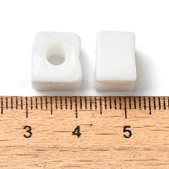 手作りランプワークビーズ  キューブ  ホワイト  8.5~10x8.5~10.5x8~10.5mm  穴：4mm&nbsp;LAMP-B025-01A-01