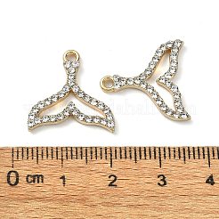 ゴールデンラックメッキ合金ラインストーンペンダント  ニッケルフリー  フィッシュテイル チャーム  クリスタル  18x18x2mm  穴：1.4mm&nbsp;PALLOY-F308-23G-03