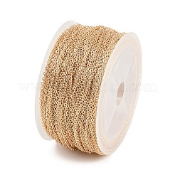 ラックメッキ鉄アズキチェーン  オーバル  ライトゴールド  2.5x1.8x0.5mm  50ヤード/ロール&nbsp;CH-H002-05KCG