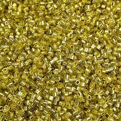 ベーキングペイント 銀線ガラスシードビーズ  シリンダー  ダークカーキ  1.6x1.3mm  穴：0.8mm  約60000個/ポンド&nbsp;SEED-H003-09E