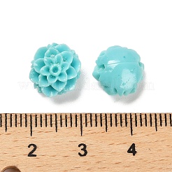 合成サンゴ3Dフラワーローズビーズ  染め  ターコイズ  10x5mm  穴：1.5mm&nbsp;CORA-L046-A06