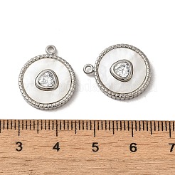 304 Stainless Steel Pave Crystal Rhinestone Pendants with Shell&nbsp;STAS-L022-331P