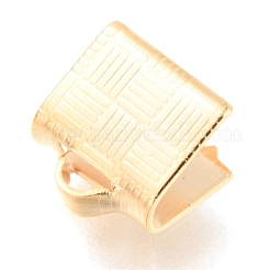 304ステンレススチールリボンカシメエンドパーツ  ゴールドカラー  7x7x4.5mm  穴：2x1mm&nbsp;STAS-H151-18G