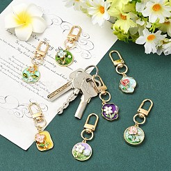 7Pcs Flower Alloy Enamel Pendant Decorations&nbsp;HJEW-YW00315